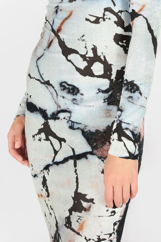 RC Long dress with Marble print Black/White TWT141-CPN18