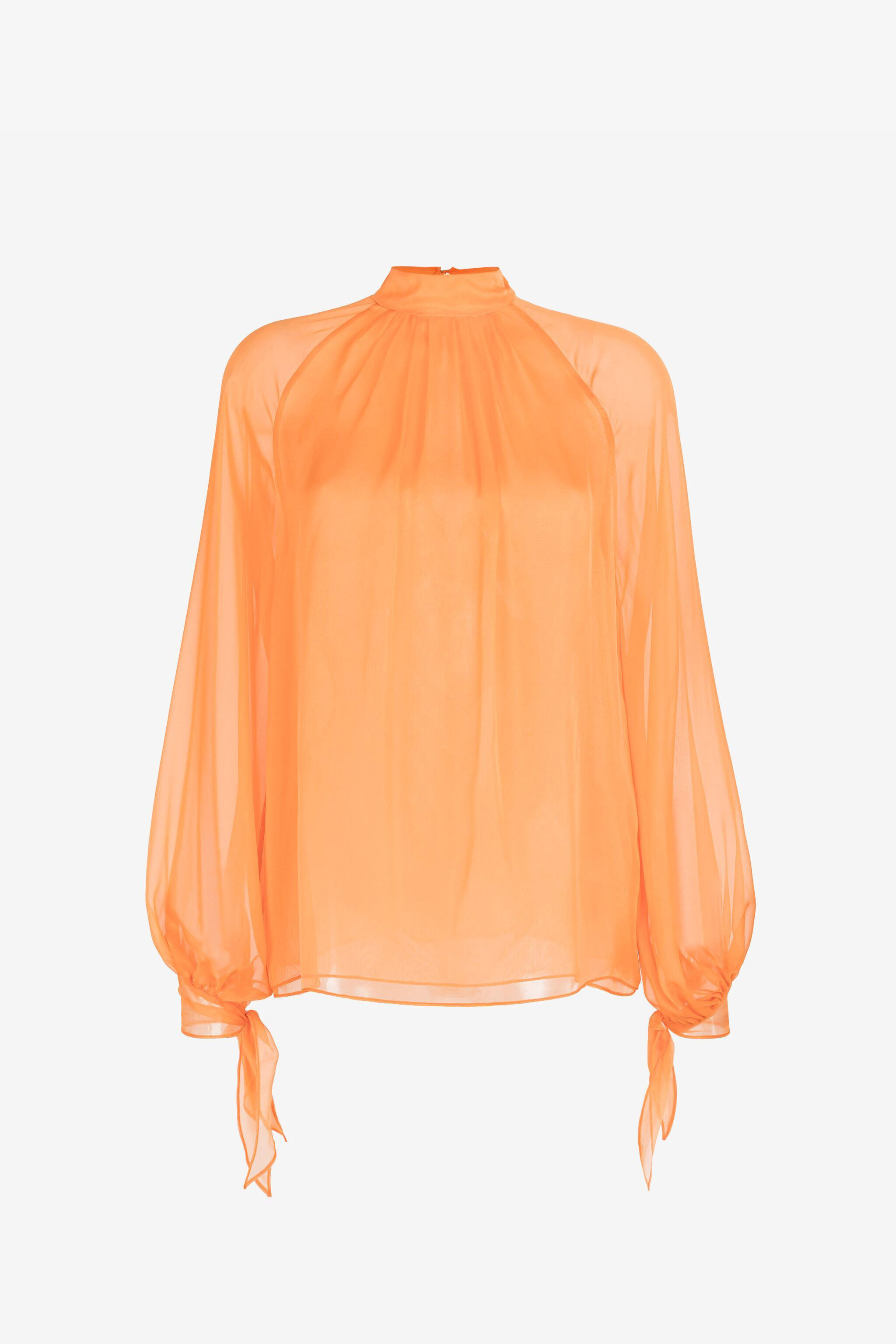 RC Semi-Sheer Silk Blouse Orange RKT700-XV005