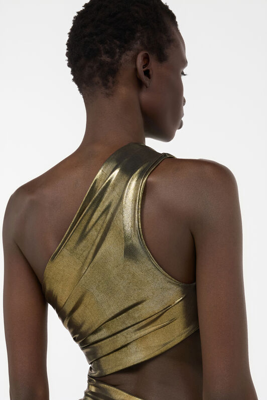 RC One-Shoulder Gold Dress with Cut-Out Detail GOLD WWT106-JE032