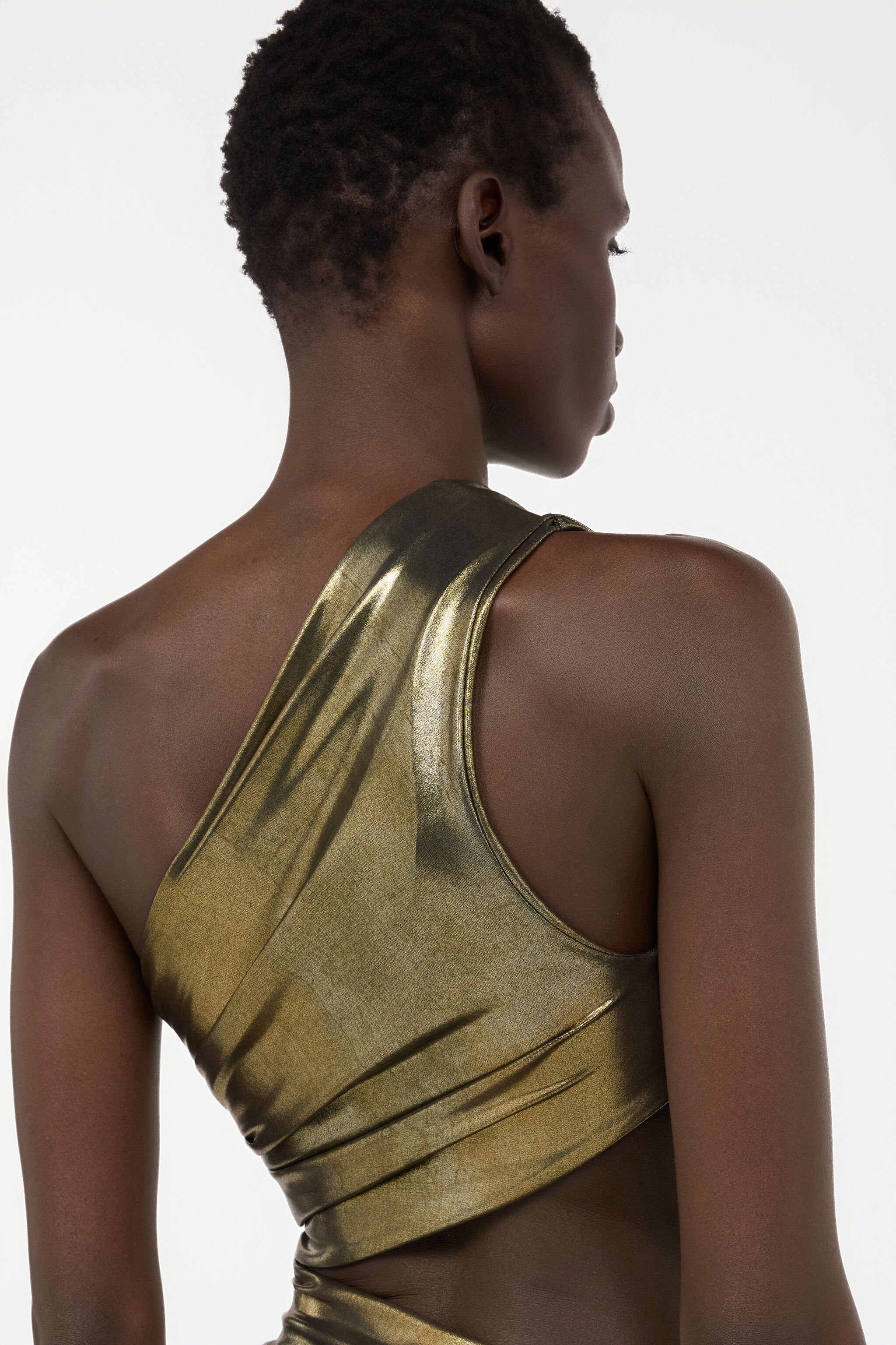 RC One-Shoulder Gold Dress with Cut-Out Detail GOLD WWT106-JE032