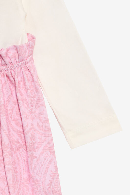 JU Milk White Dress with Baby Pink Floral Print MILKY WHITE/BABYROSE VJT105-JD001