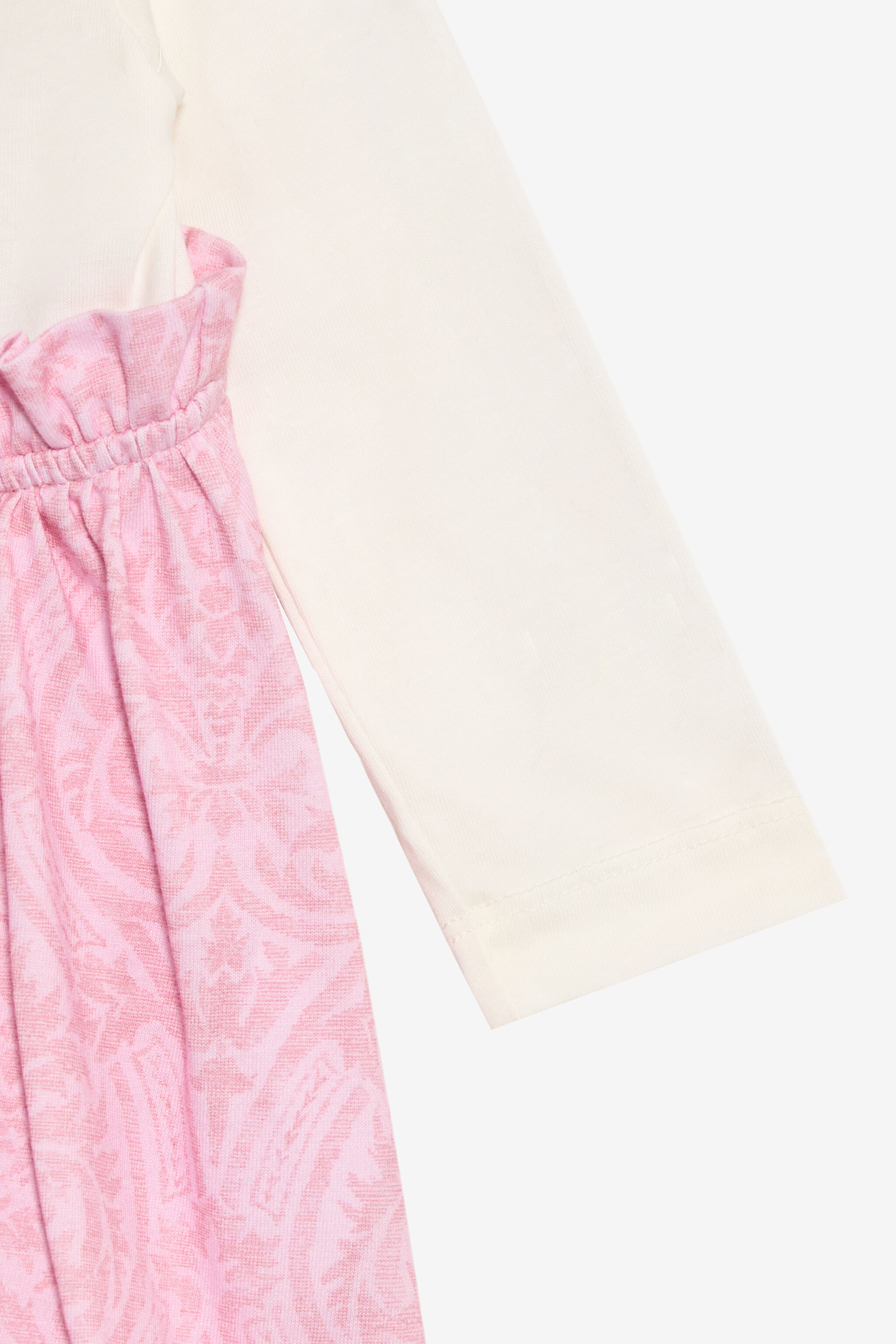 JU Milk White Dress with Baby Pink Floral Print MILKY WHITE/BABYROSE VJT105-JD001