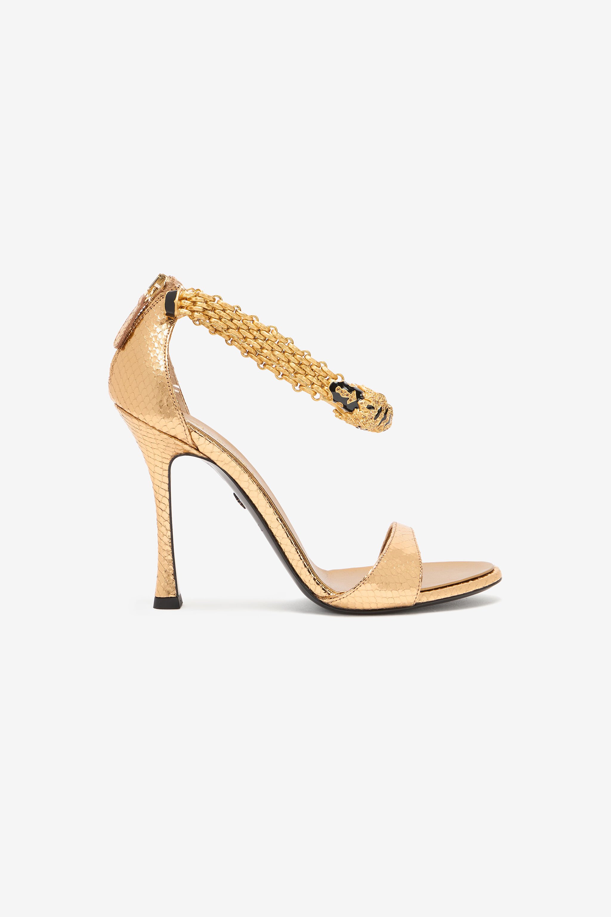 RC Sandals With Heel And Bejeweled Tigers Gold UKS030-PZ579