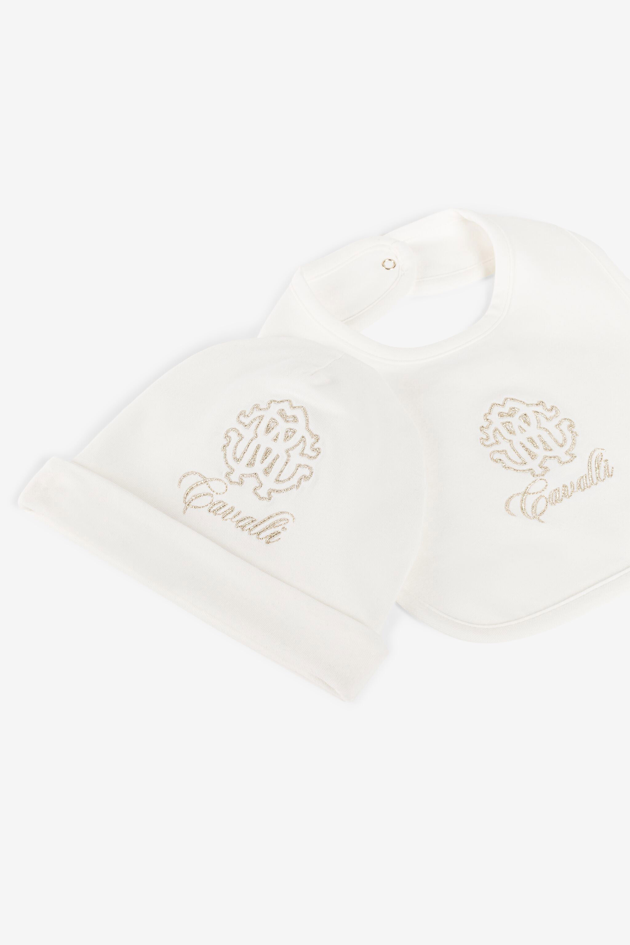 JU Embroidered-logo babygrow set Gold Platinum QJT886-JV025