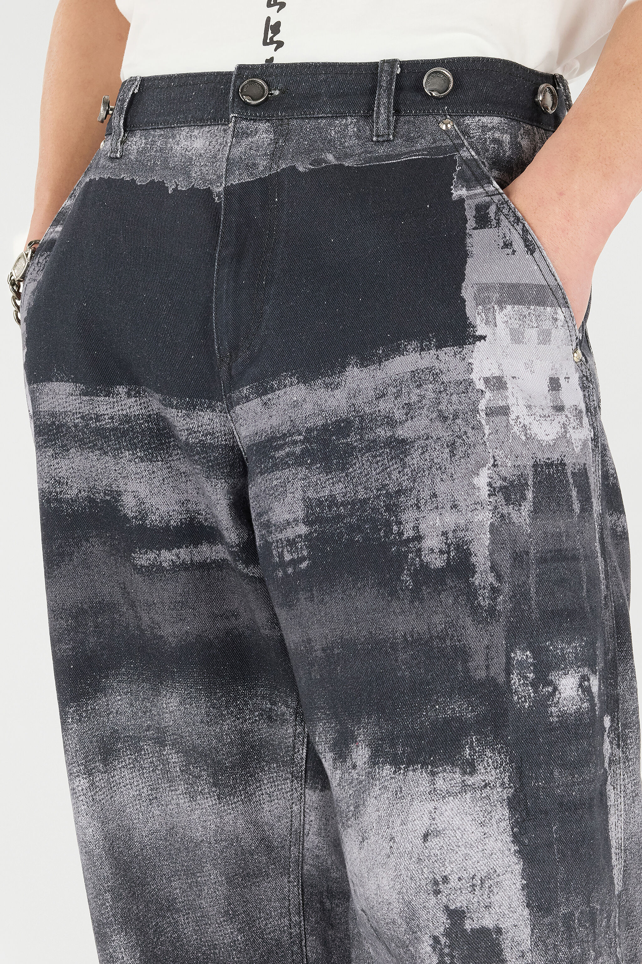 RC Pure Cotton Pants with Used Effect Black VNJ232-4NP69