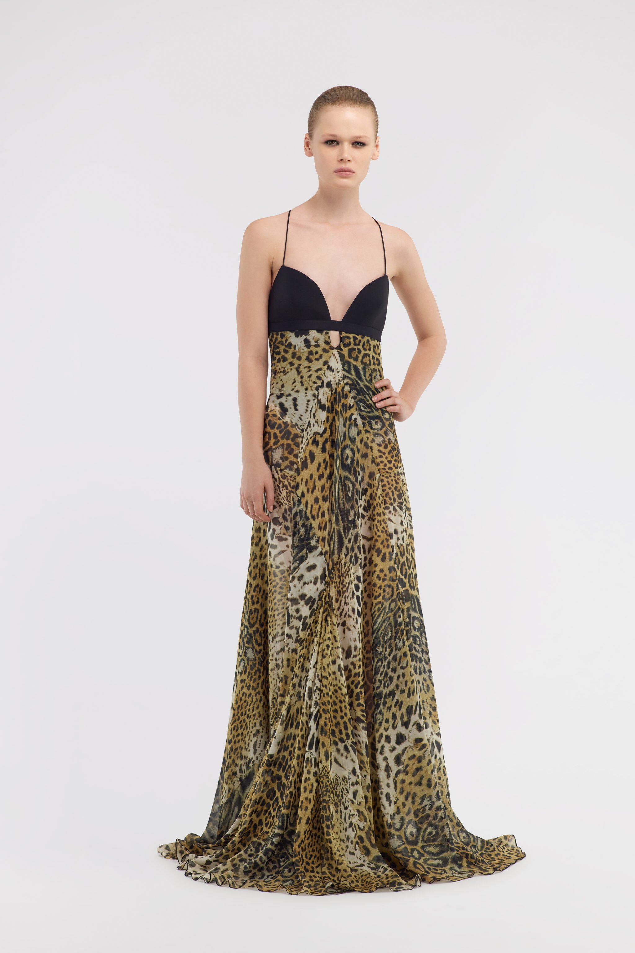 RC Long dress Jaguar Skin print Light Brown SKT118-CTG34
