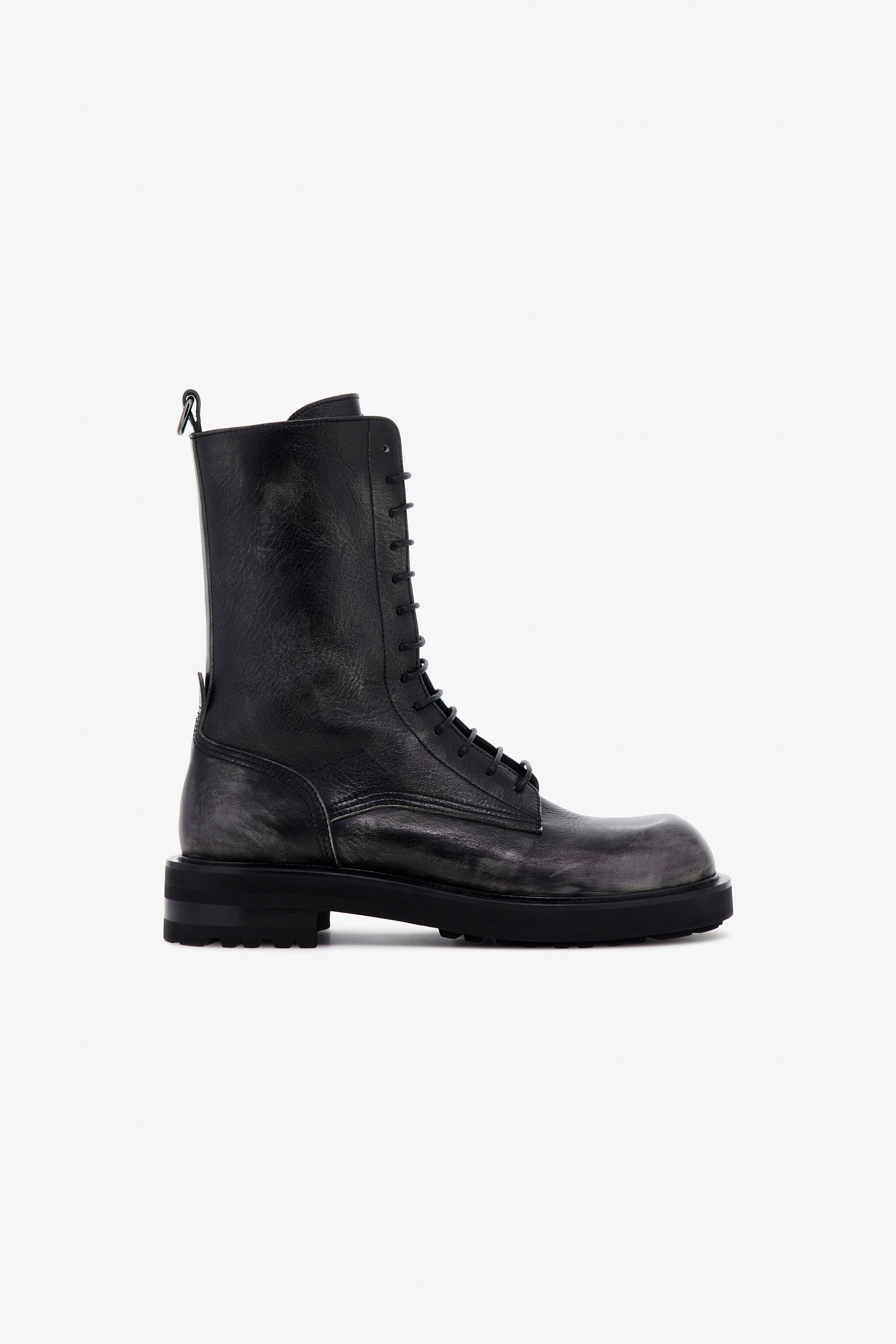 RC Leather Lace-Up Boots Black TRS013-PN195