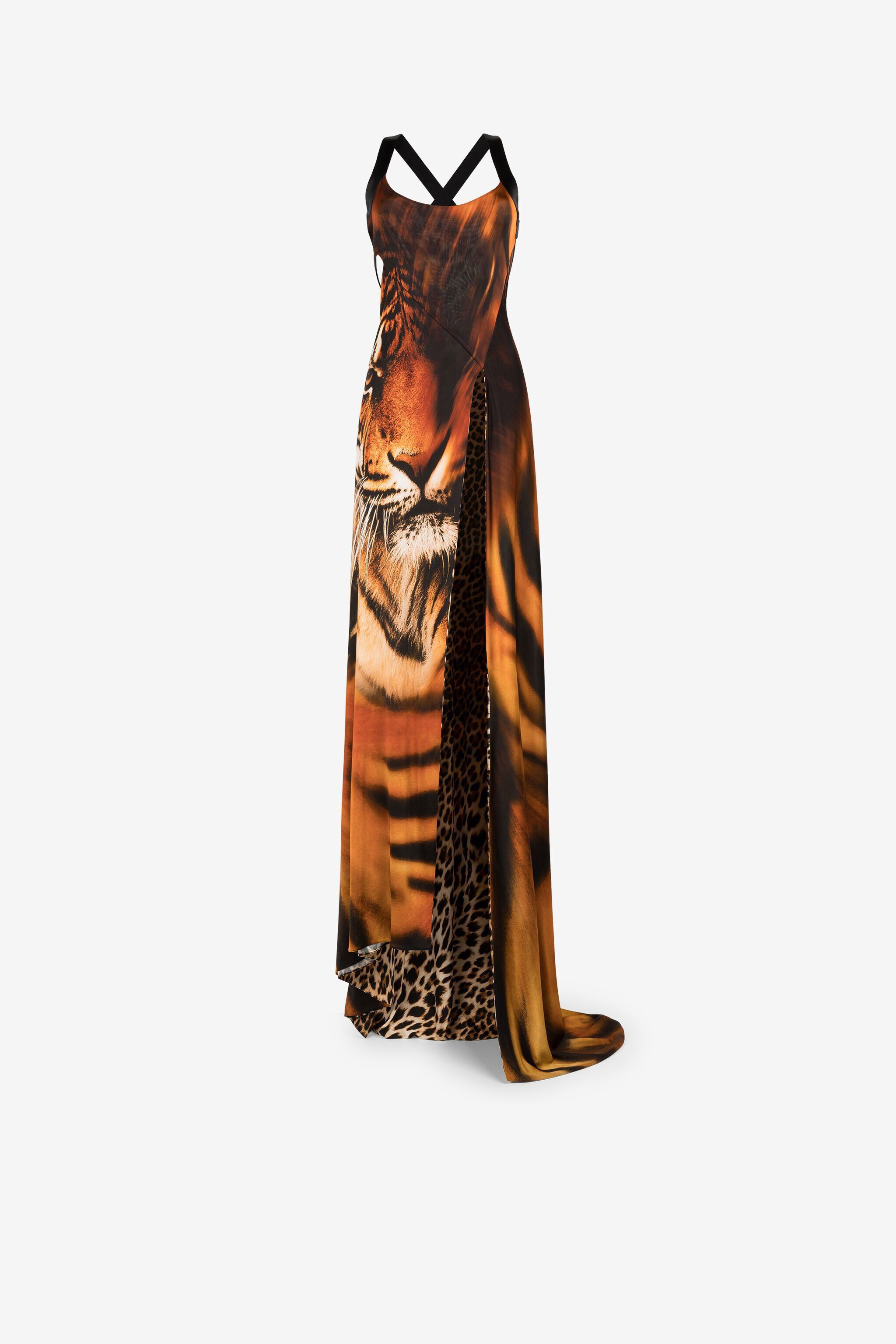 RC Tiger-Print Cut-Out Maxi Dress MULTICOLOR OWT116-9EE03