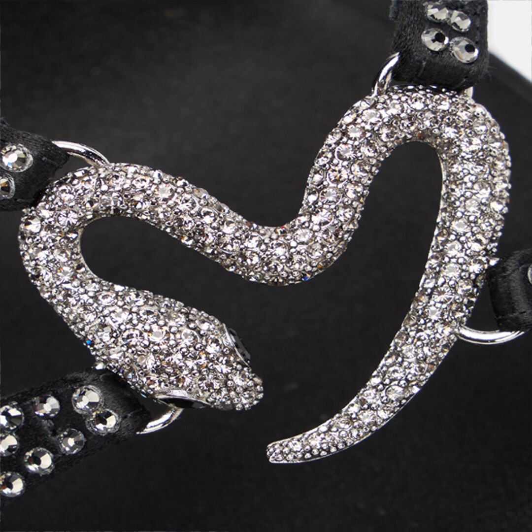 RC Sandali Con Strass E Serpente Gioiello Nero UKS013-SE390