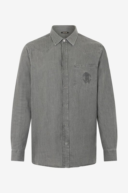 RC Grey Cotton Shirt with Embroidered Logo BLACK SOT70H-CH006