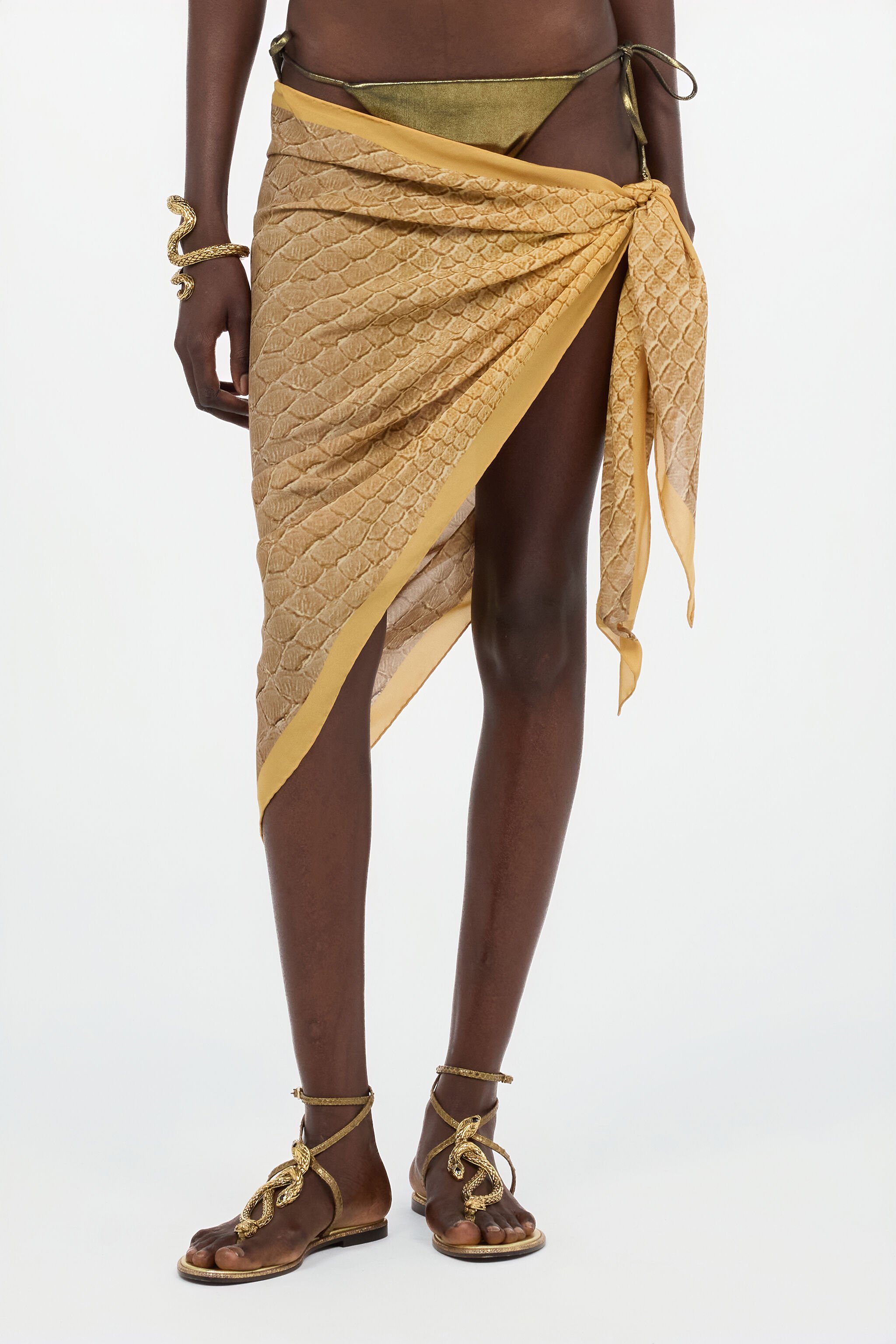 RC Silk Pareo with Beige and Sand Scale Print BEIGE/SAND WWI005-SQS31