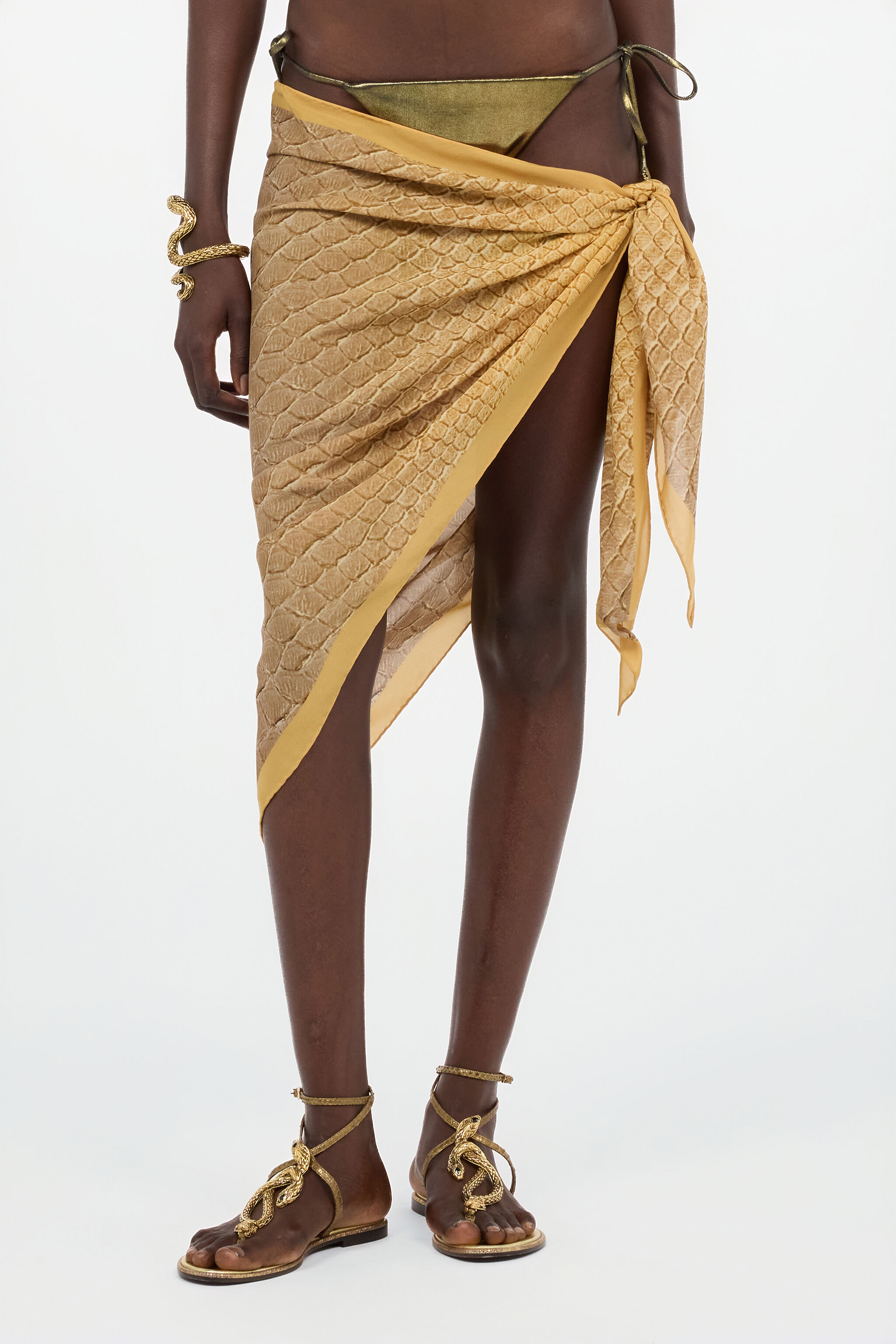 RC Silk Pareo with Beige and Sand Scale Print BEIGE/SAND WWI005-SQS31