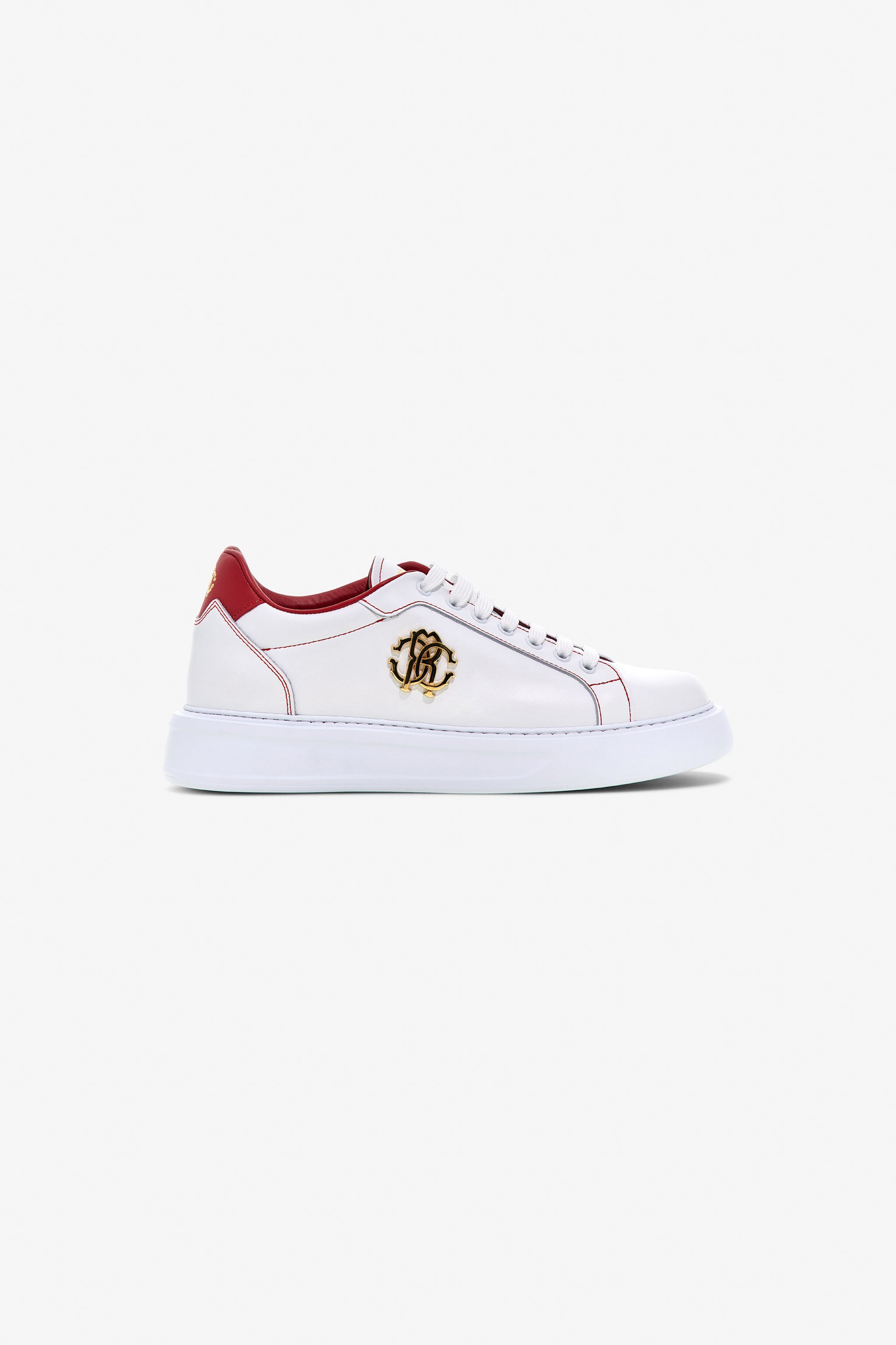 RC Sneakers en cuir avec emblème doré WHITE/RED OOS01C-PZ085