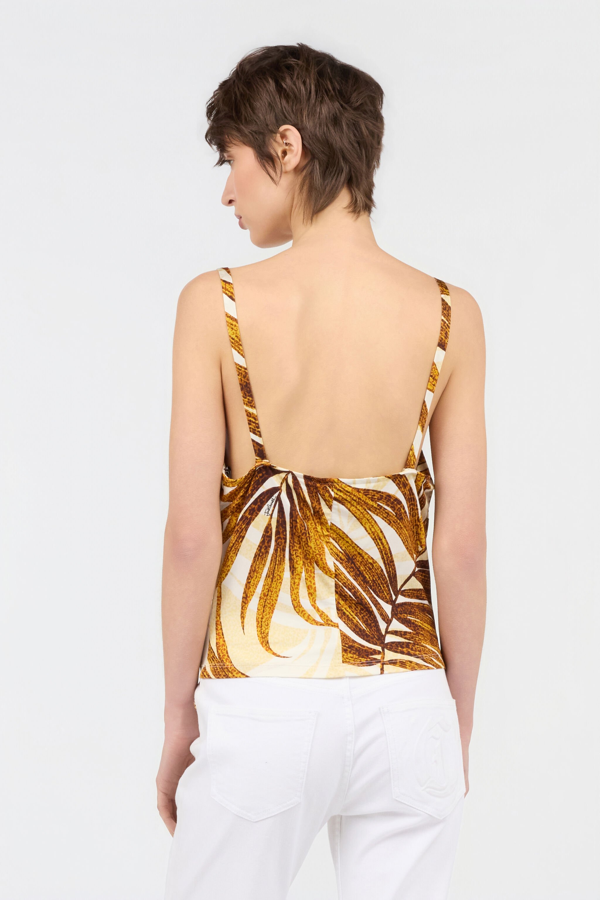 JC Golden Palm Print Top DAFFODIL WFT271-WF669