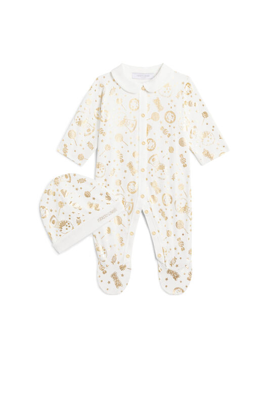 JU Pink and gold candy print romper set MILKY WHITE/GOLD JJT80I-JMS66