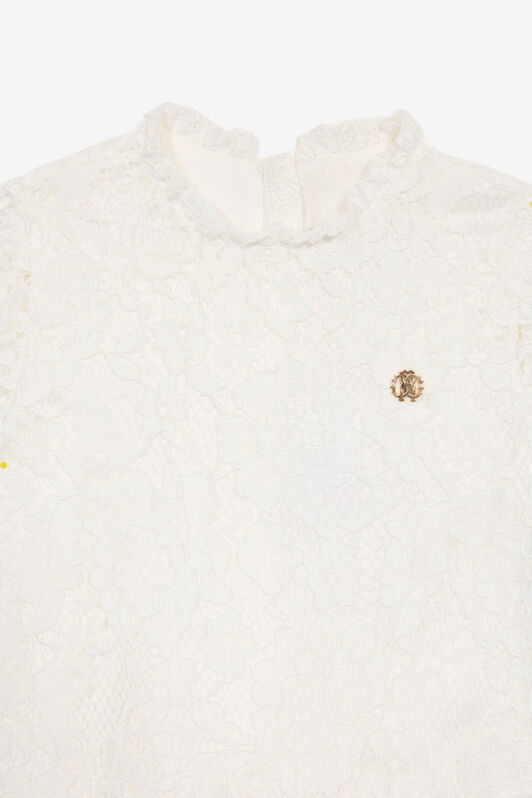 JU Kleid Mit St.Galler Muster Weiß UJT10S-RP001