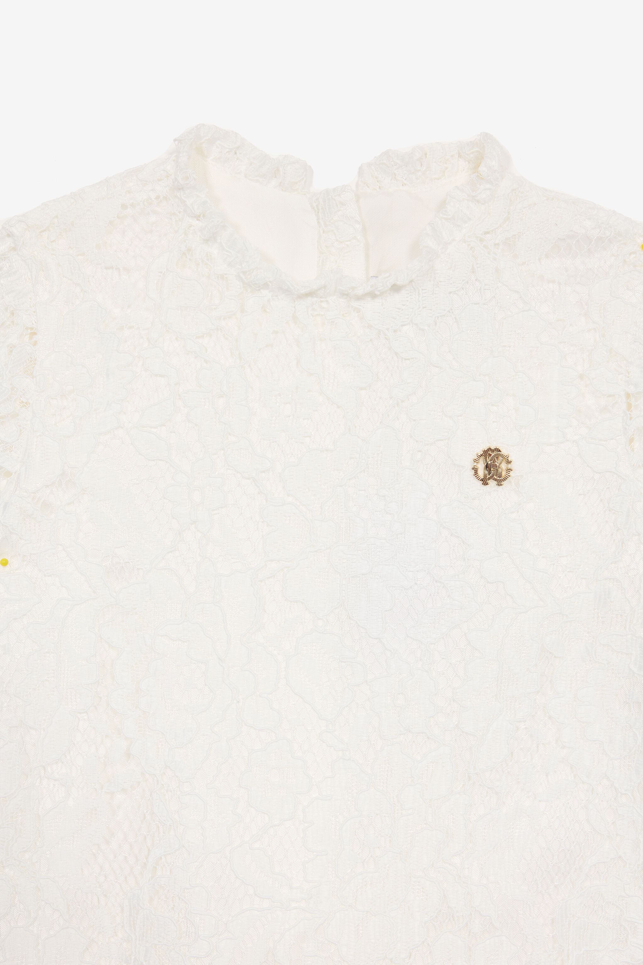 JU Kleid Mit St.Galler Muster Weiß UJT10S-RP001
