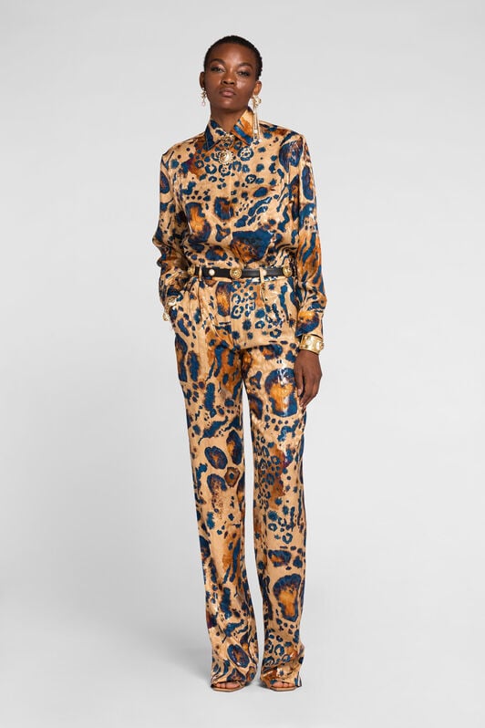 RC Animal-print straight-leg trousers RC Animal-print straight-leg trousers ORO/BLU QKT200-FY077
