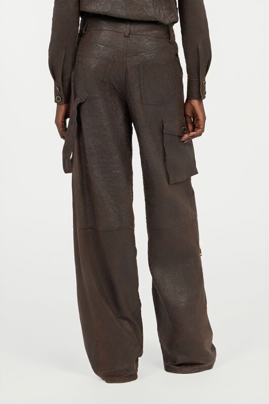 RC Pantalón Marrón Oscuro De Piel Auténtica RC Pantalón Marrón Oscuro De Piel Auténtica Marrón VWP250-PN002