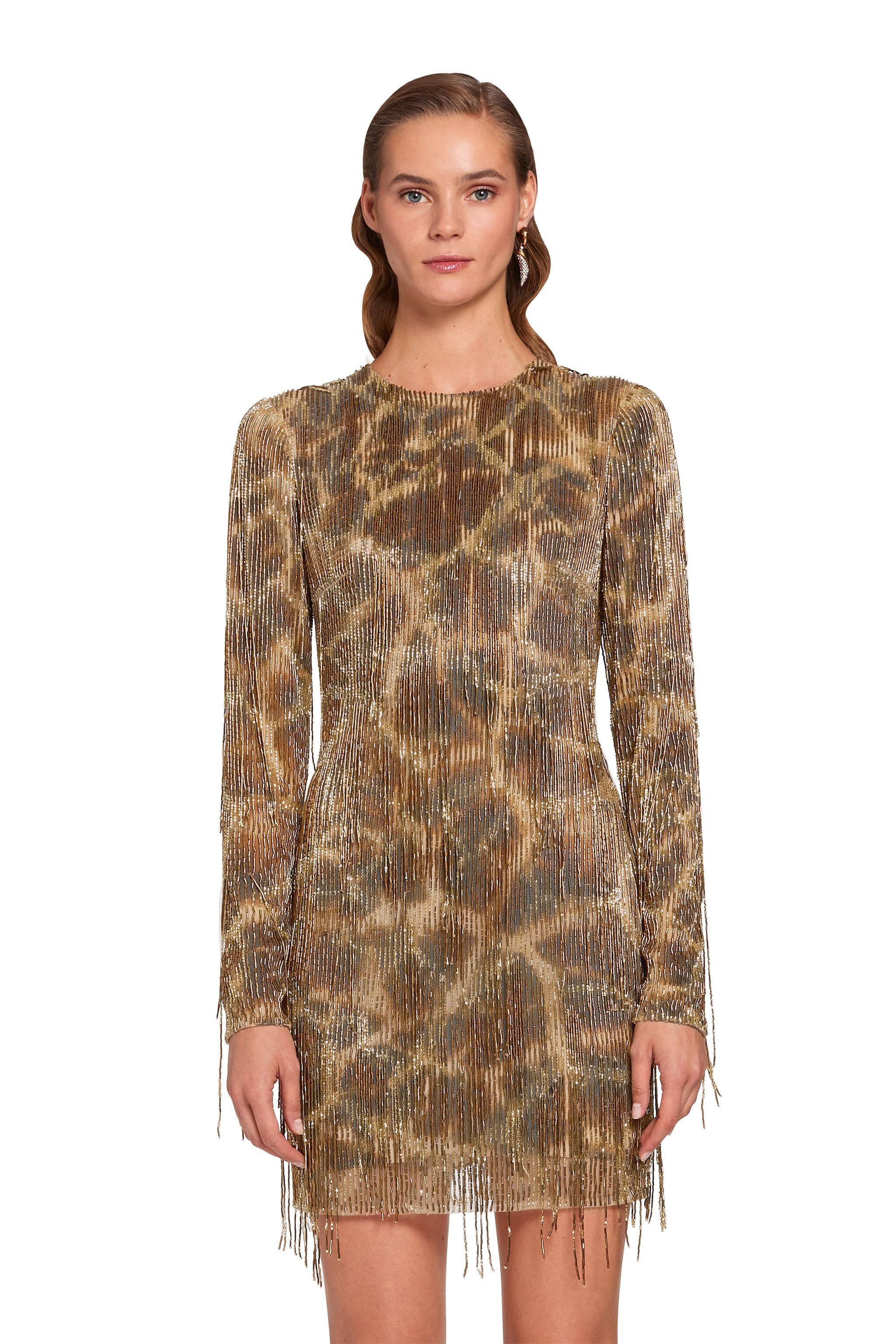 RC Mini abito con motivo Fringed Giraffe BRONZE KQR140-RT020