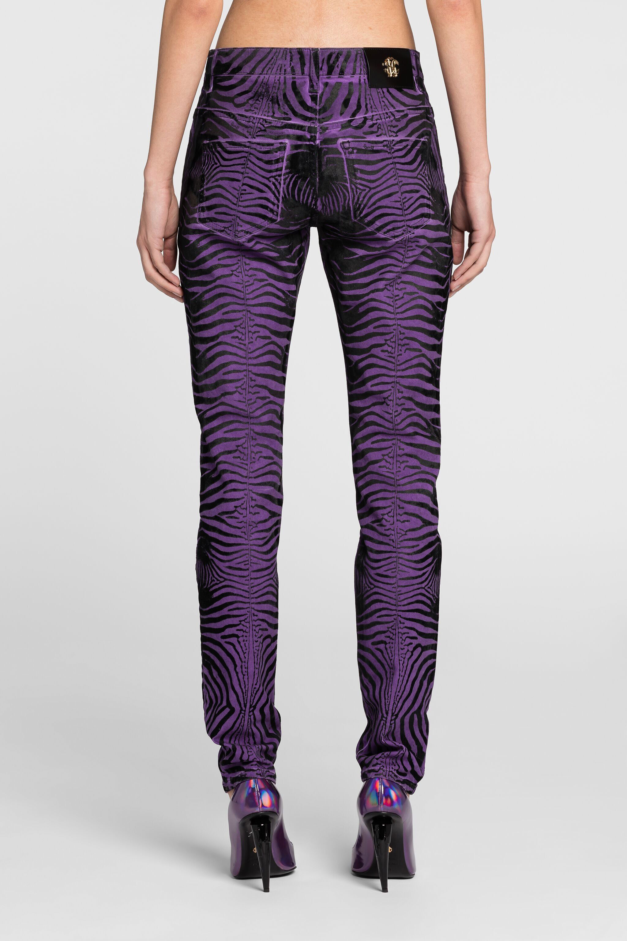 Zebra-Print Slim-Fit Jeans