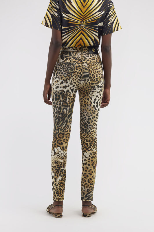 RC Slim jeans with Leopard print Light Brown QWJ233-DAG34