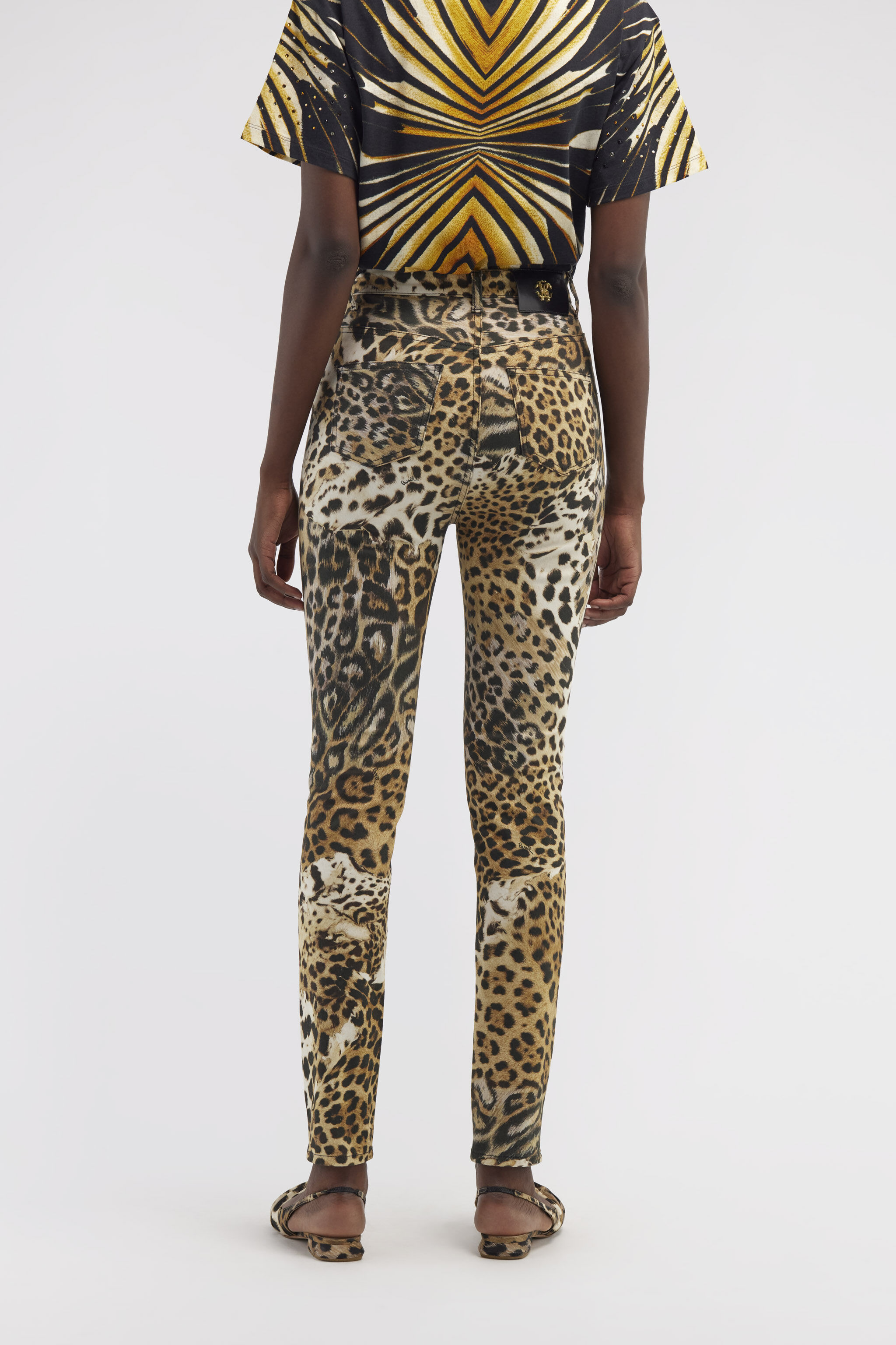 RC Slim jeans with Leopard print Light Brown QWJ233-DAG34