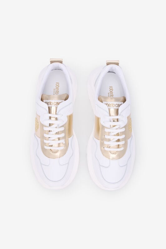 RC White Running Shoes With Gold Monogram RC RC White Running Shoes With Gold Monogram RC MILKY WHITE/SILVER QOS01H-PZO15