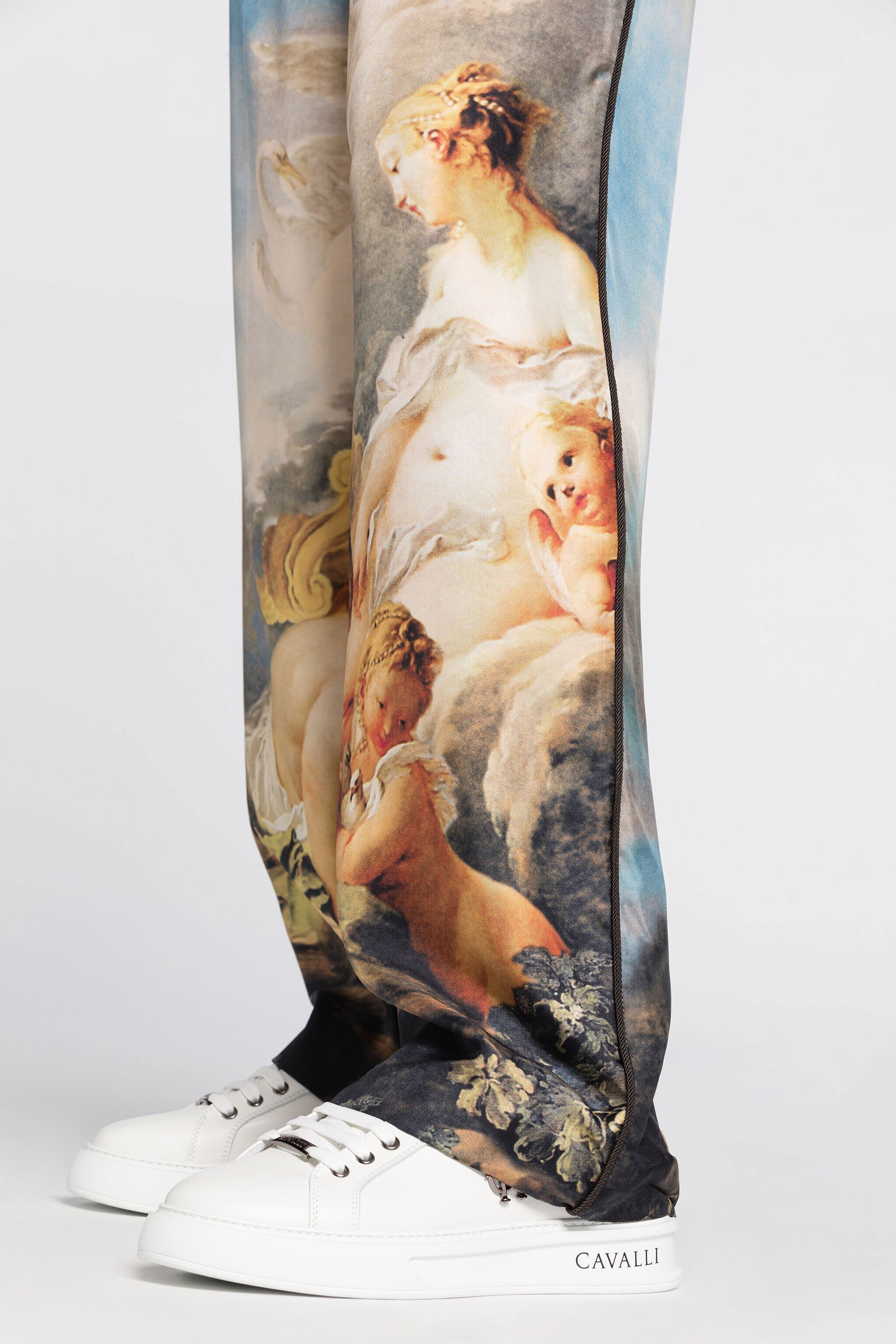 RC Painting-Print Silk Trousers Light blue QMT201-FS013
