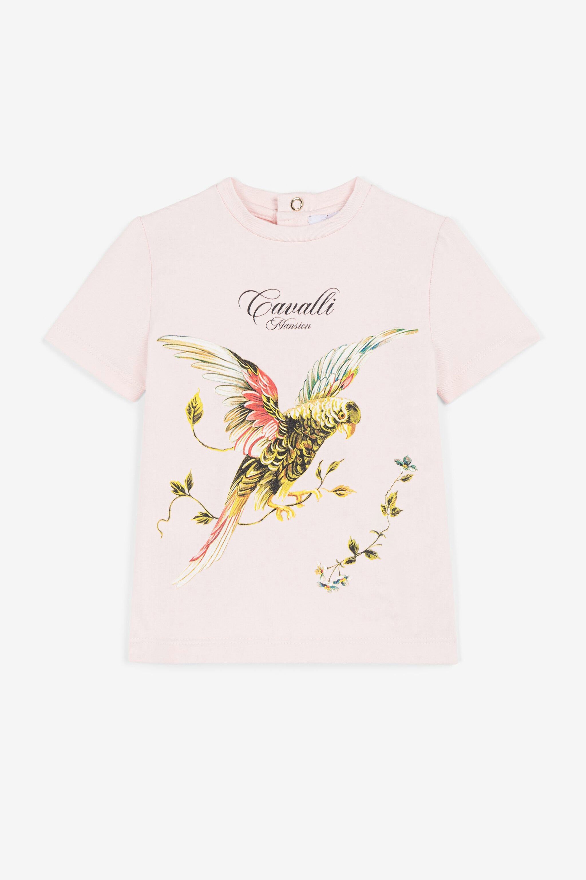 JU T-Shirt mit Vogel-Print Rosa OJT633-ISA2J
