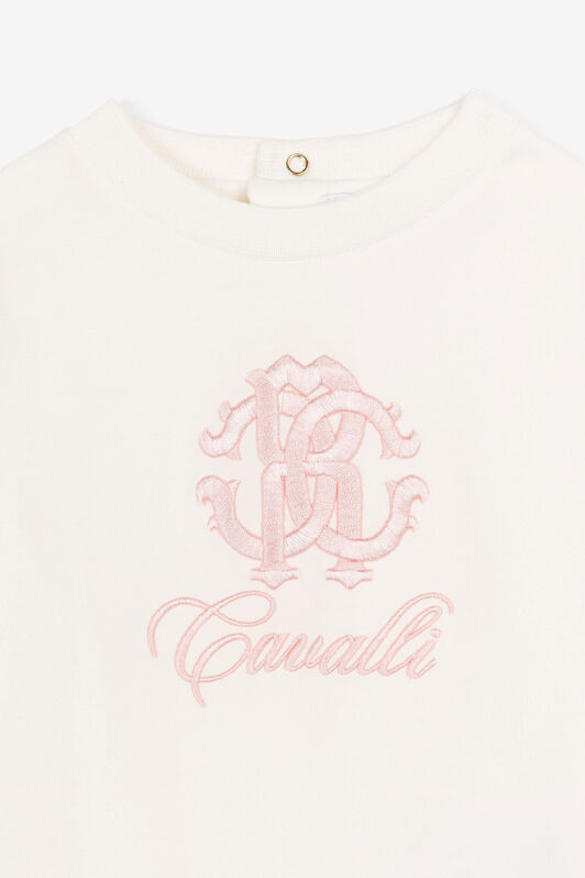 JU Oberteil mit Monogramm-Stickerei BIANCO LATTE PJT610-JV025