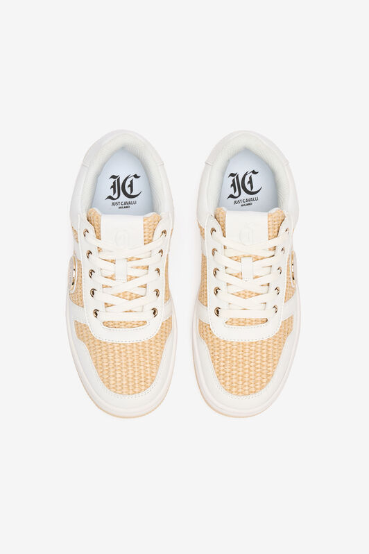 JC Sneakers Effet Raphia Tressé Marron clair/Blanc UFS040-UF362