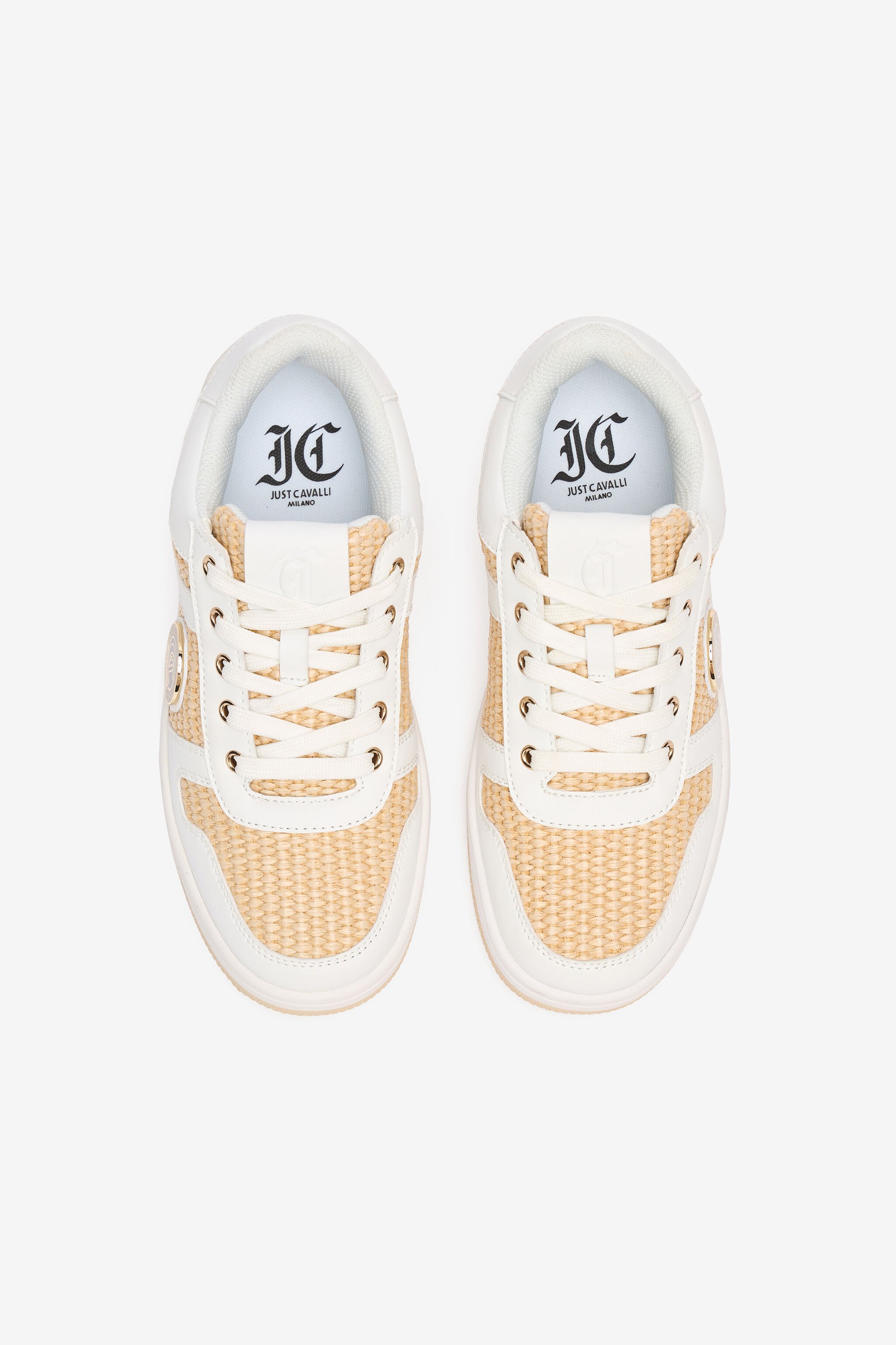 JC Sneakers Effet Raphia Tressé Marron clair/Blanc UFS040-UF362