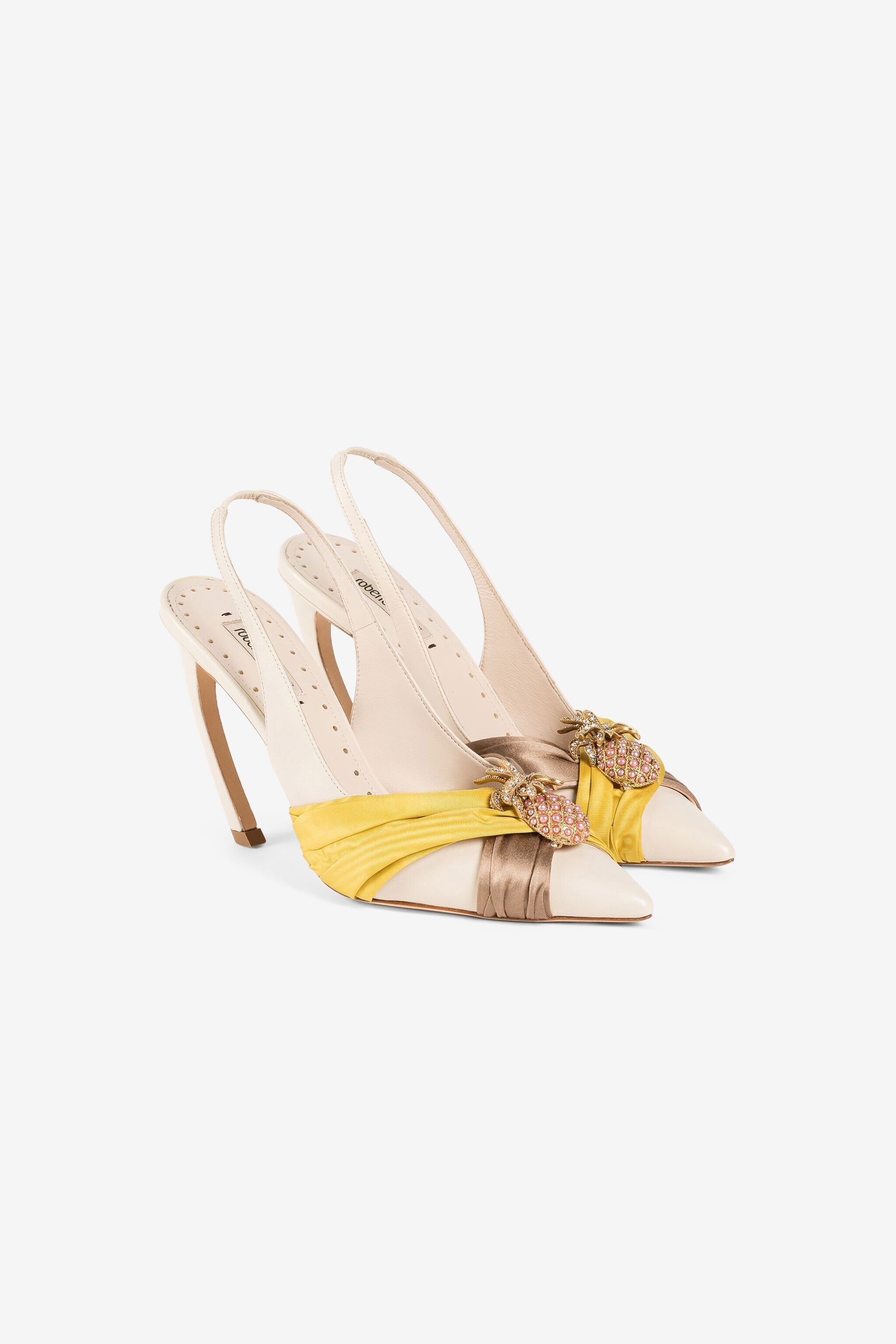 RC Pineapple Tiger-Tooth slingback pumps Light brown/Yellow QWS020-PN222