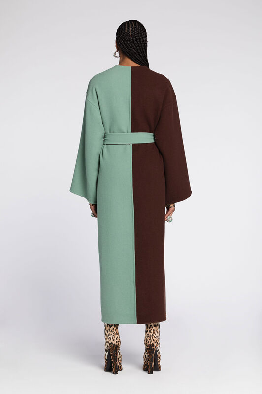 RC Cappotto in lana colour-block MARRONE/AZZURRINO RKT500-FE036
