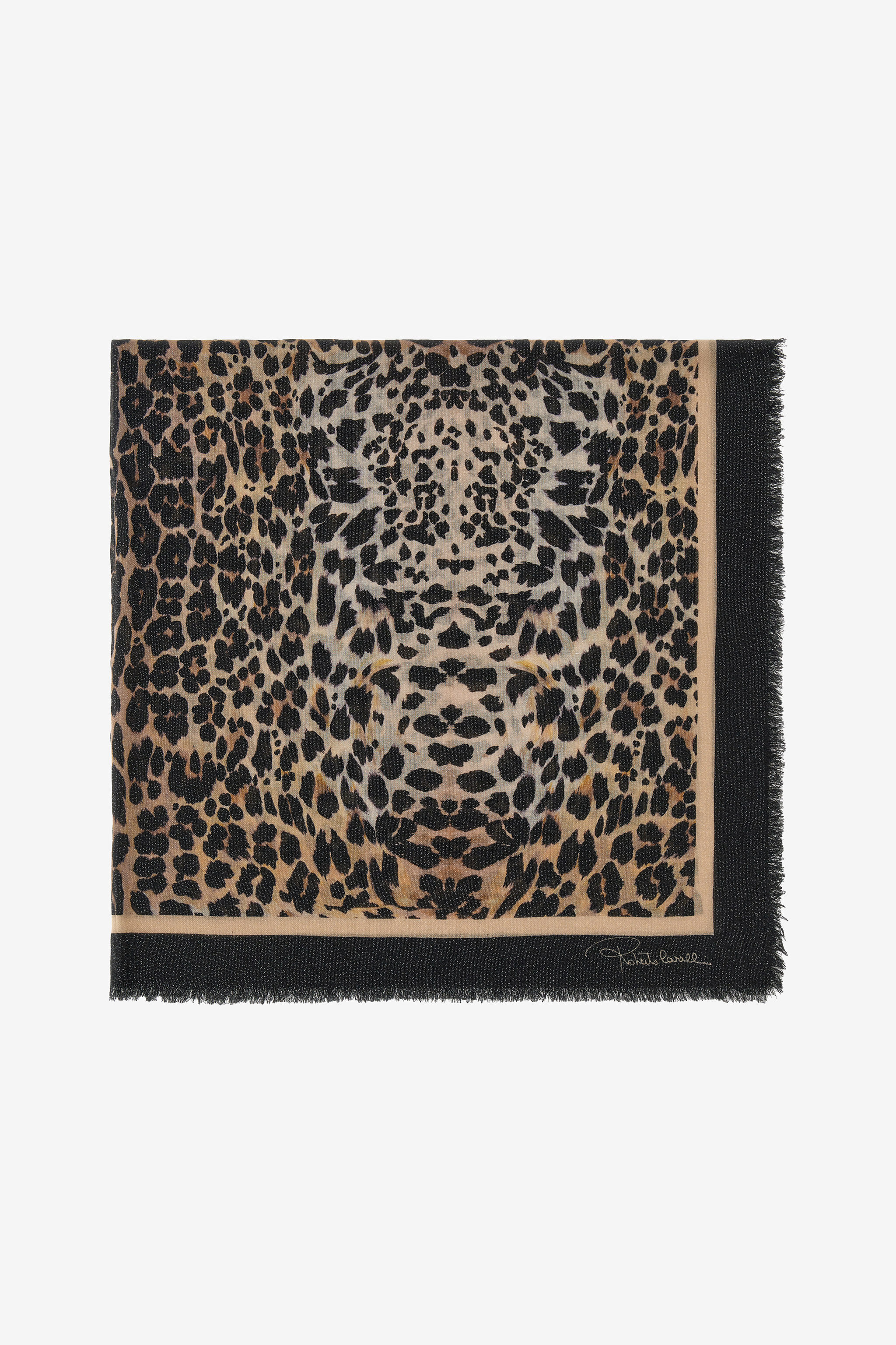 RC Scialle Roberto Cavalli con stampa QUEEN OF SICILY Marrone scuro SYI00B-3NL55