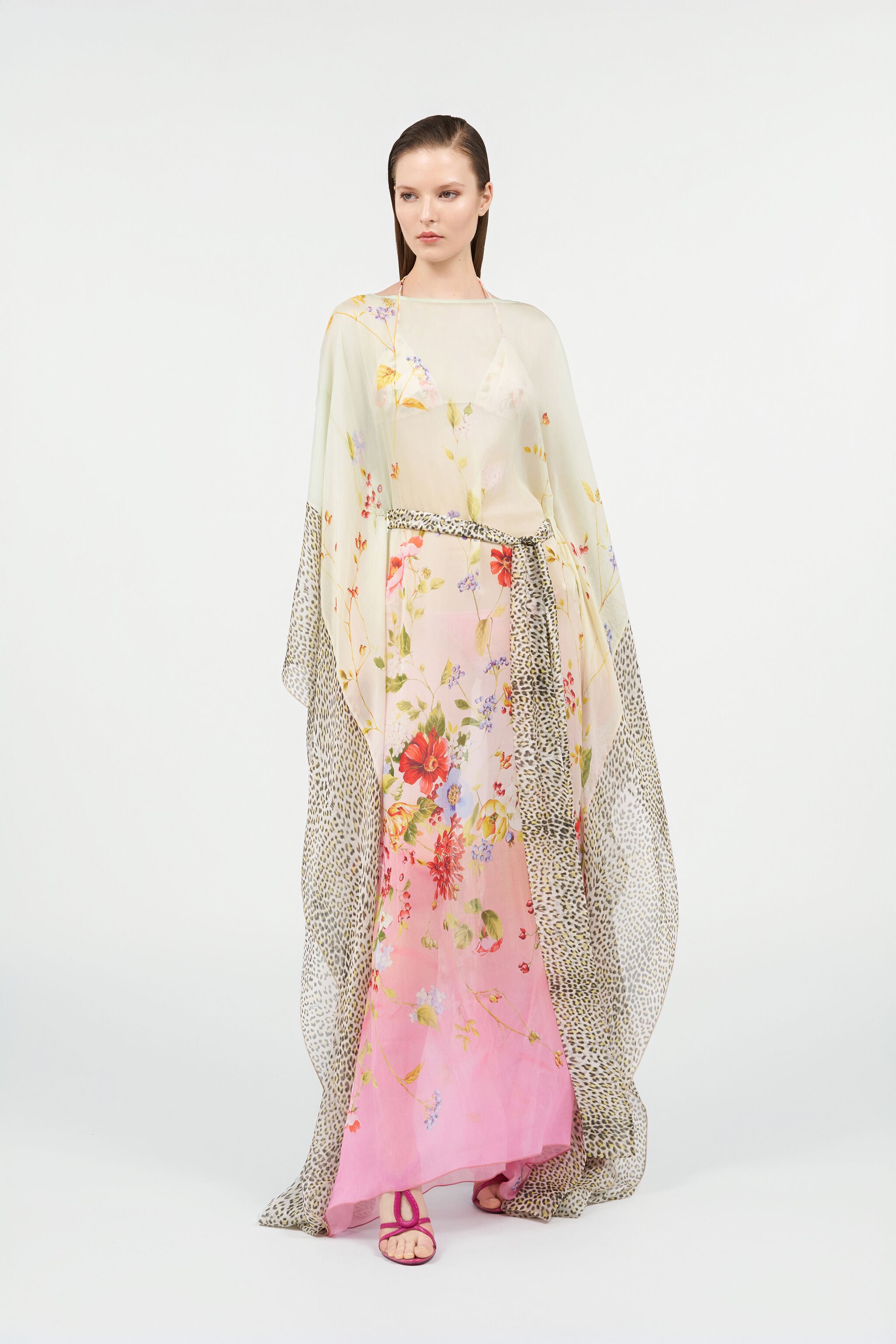 RC Miami Flowers Silk Kaftan RC Miami Flowers Silk Kaftan GREEN/FUCHSIA WQW017-HNR32