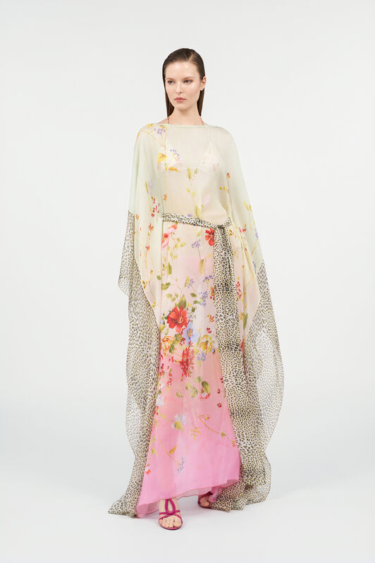 RC Miami Flowers Silk Kaftan RC Miami Flowers Silk Kaftan GREEN/FUCHSIA WQW017-HNR32