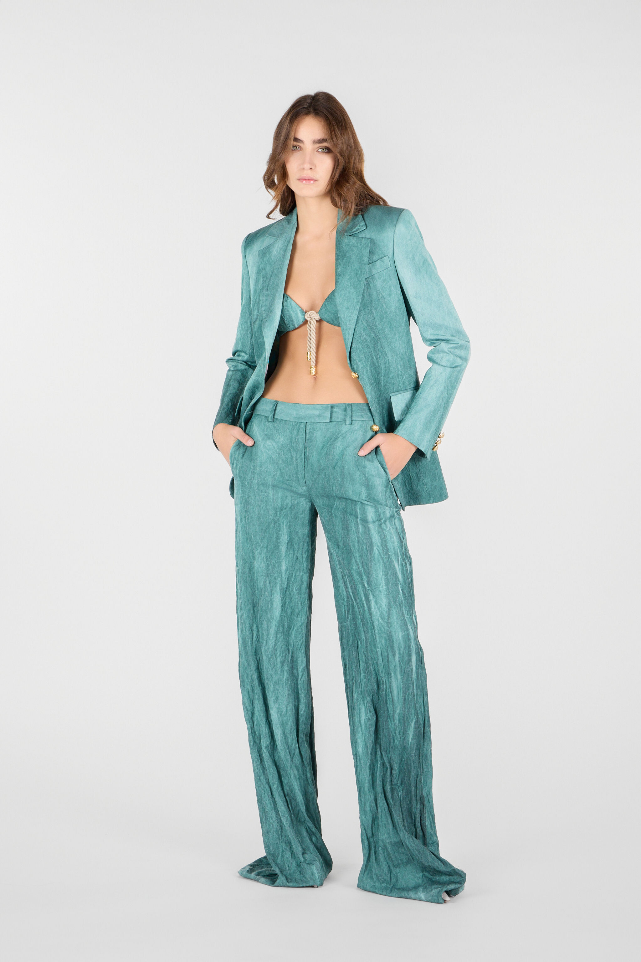 RC Pantalon Texture Froissée Bleu UWT201-RZ009