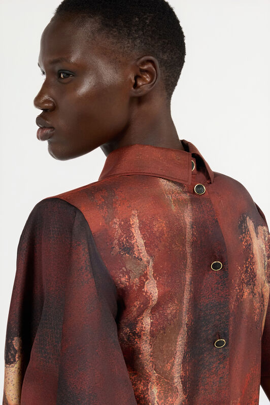 RC Red Silk Shirt With Marble Print RC Red Silk Shirt With Marble Print Red VWT702-OZQ74