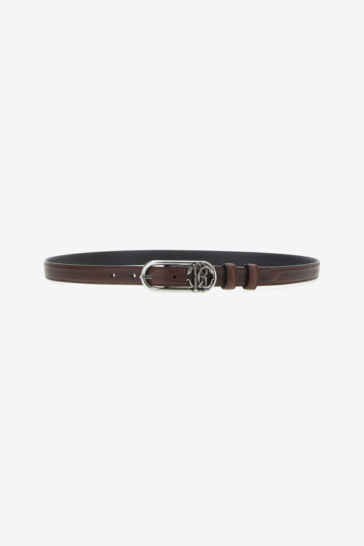 RC Logo-buckle leather belt Marrone scuro RRC002-PZC18