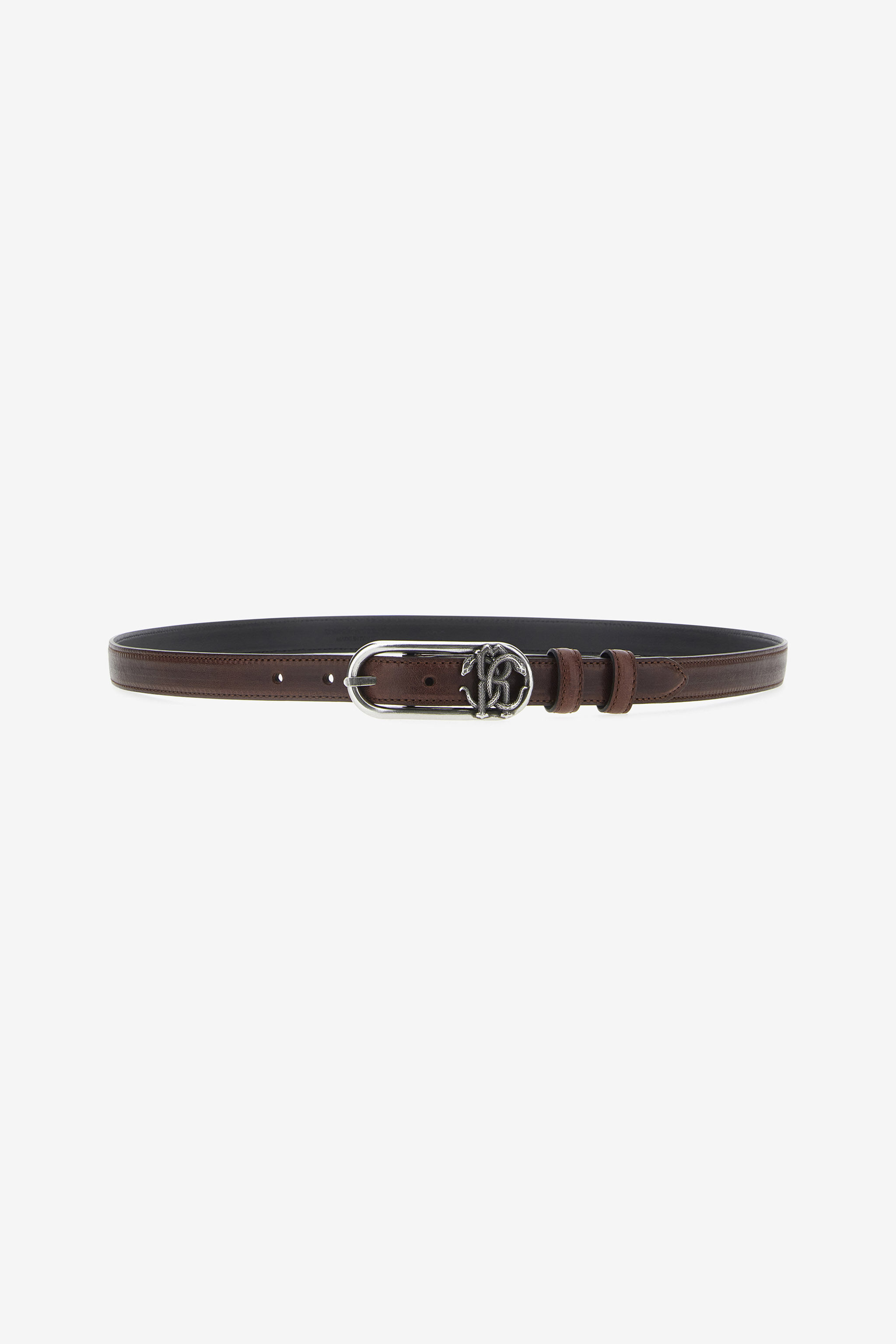 RC Logo-buckle leather belt Marrone scuro RRC002-PZC18