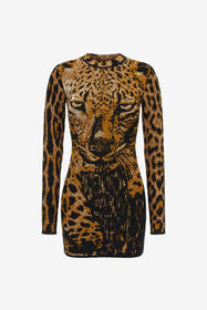 RC Vestido de punto estampado de jaguar Naranja RWM100-MA008