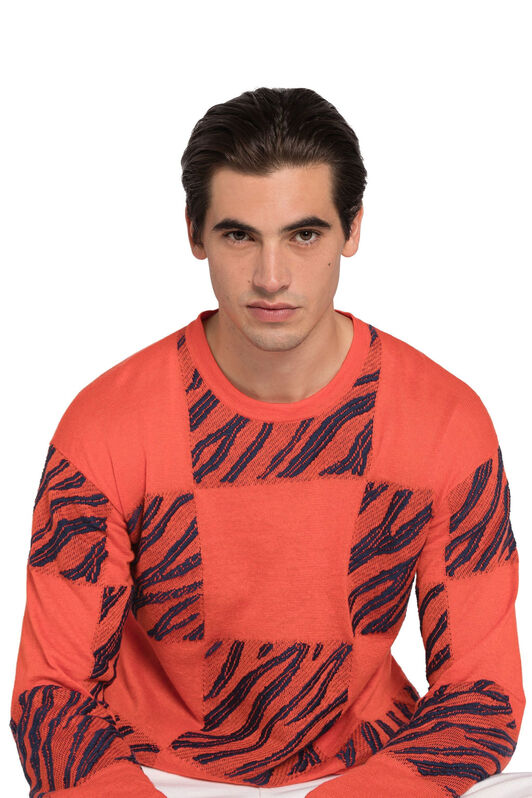 RC Zebra Check-Jacquard Sweater BRIGHT JASPER/INDIGO INM614-ME004
