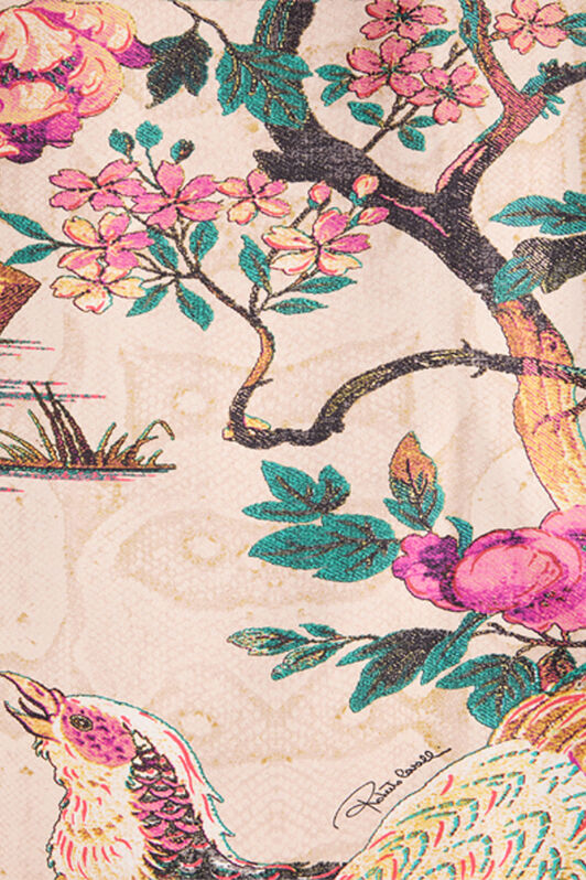 RC Silk Shirt with Floral and Pheasant Print RC Silk Shirt with Floral and Pheasant Print Ivoire/Rose VKT704-TYP76