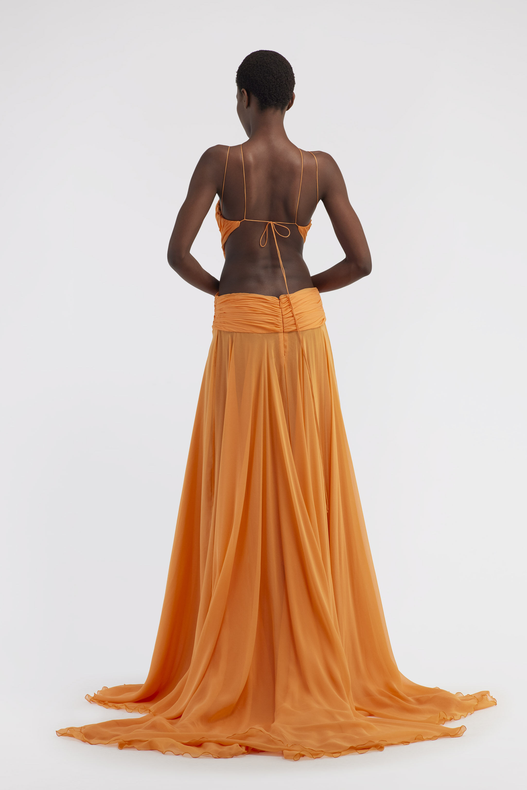 RC Long silk dress with cut-out Orange RKT100-XV005