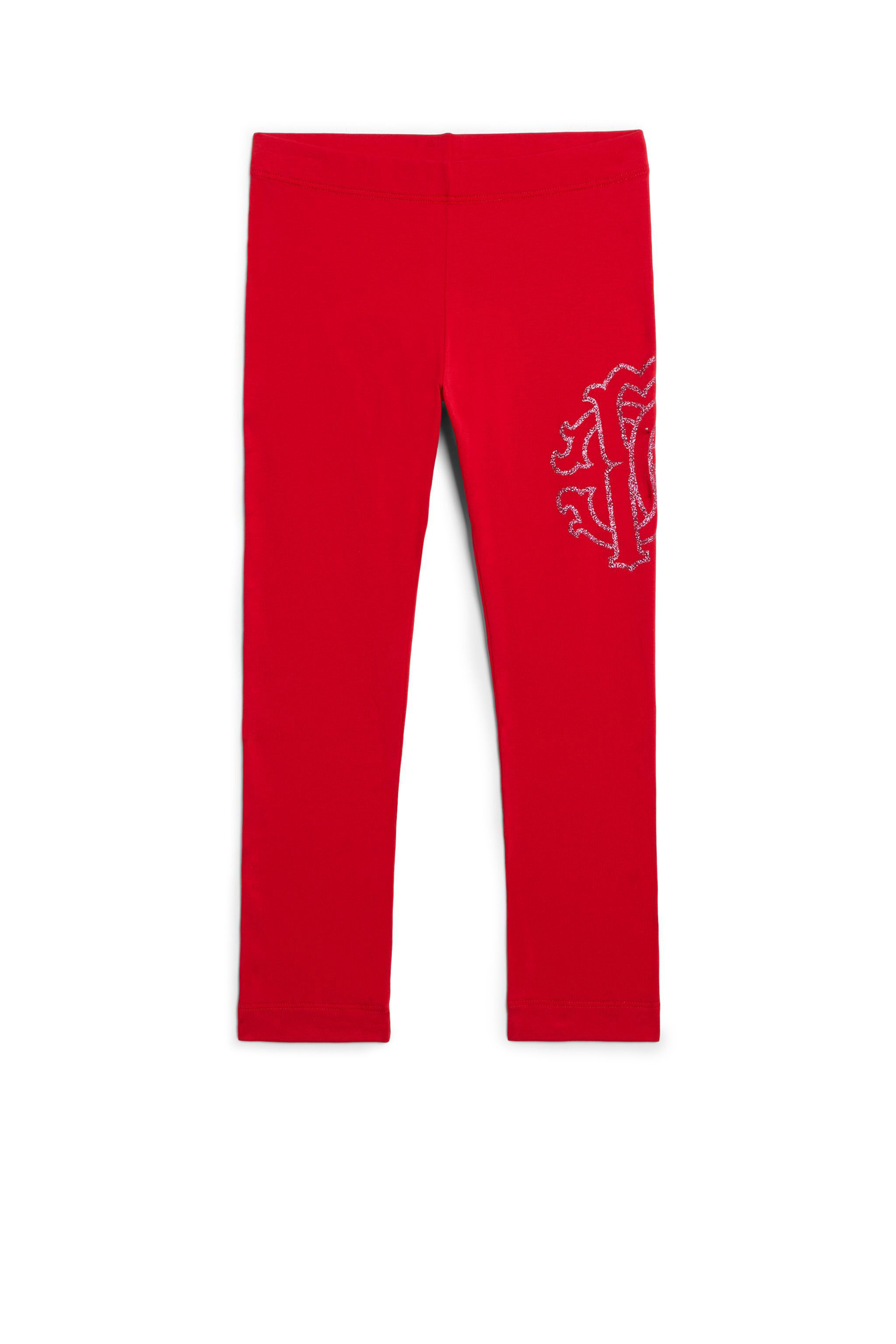 JU Rote Leggings mit Glitzer-Logo RED JJT216-JV025