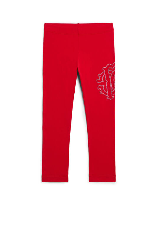 JU Rote Leggings mit Glitzer-Logo JU Rote Leggings mit Glitzer-Logo RED JJT216-JV025