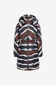 RC Piumino stampa Animalier con cintura Marrone scuro/Bianco RKT801-SRH33