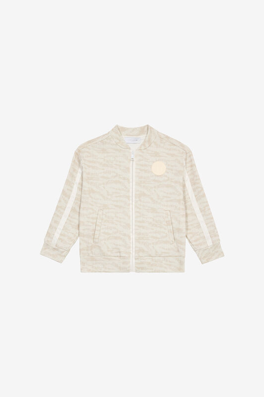 JU Zip-Up Sweatshirt With Tiger Skin Print Ivory UJT68E-5OO44